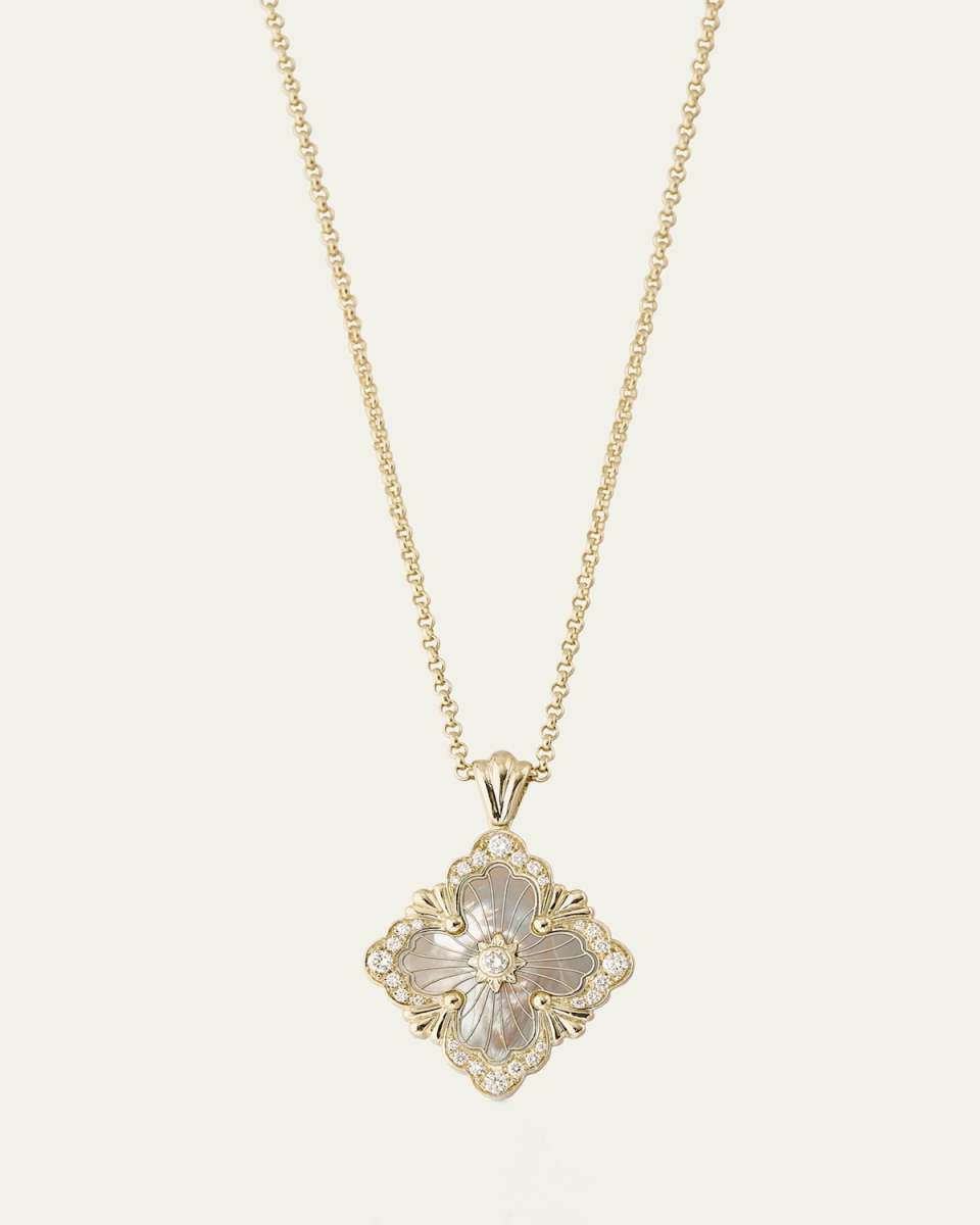 Opera Tulle 18K Yellow Gold Diamond and MOP Big Motif Pendant Necklace